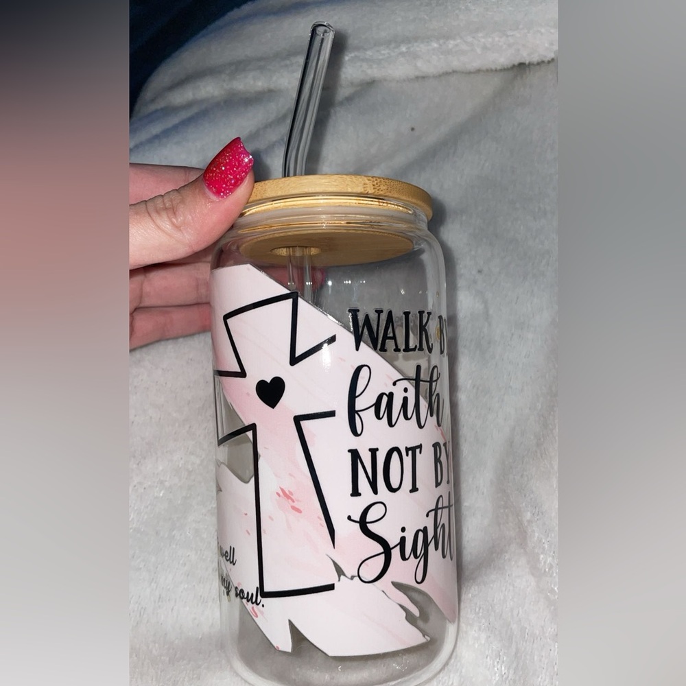 16oz glass mason jar with wooden lid #uvdtftransfer